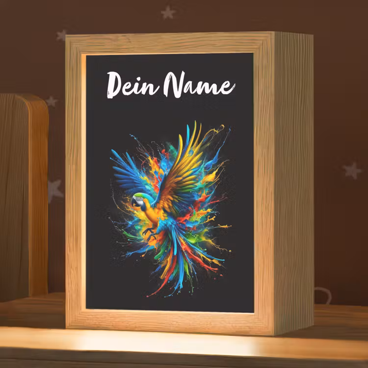 Papegaai - Vogel - Dier - Kleurrijk - Verf Light Box met kabel (Kinderlampje) klein -zzz_3d_website