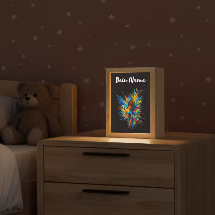 Papegaai - Vogel - Dier - Kleurrijk - Verf Light Box met kabel (Kinderlampje) klein -sfeer1_kind