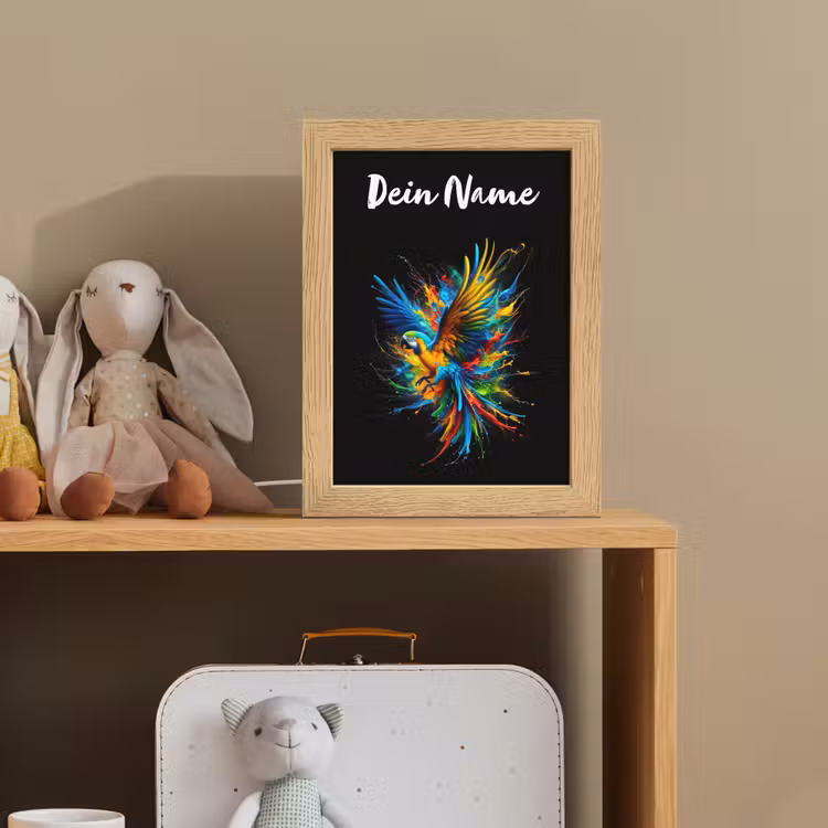 Papegaai - Vogel - Dier - Kleurrijk - Verf Light Box met kabel (Kinderlampje) klein -sfeer2_kind