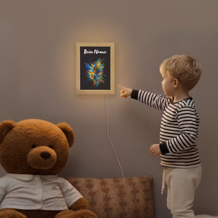 Papegaai - Vogel - Dier - Kleurrijk - Verf Light Box met kabel (Kinderlampje) klein -sfeer4a_kind