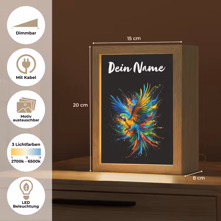 Papegaai - Vogel - Dier - Kleurrijk - Verf Light Box met kabel (Kinderlampje) klein -USP_websiteoverzichtDE
