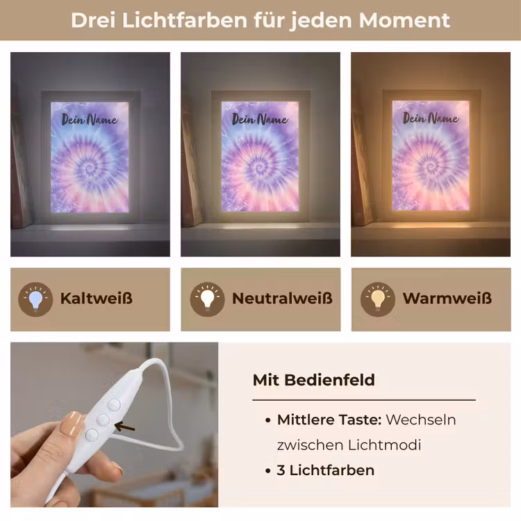 Pastel - Paars - Spiraal - Marmer Light Box met kabel (Kinderlampje) klein -USP_lichtkleurDE