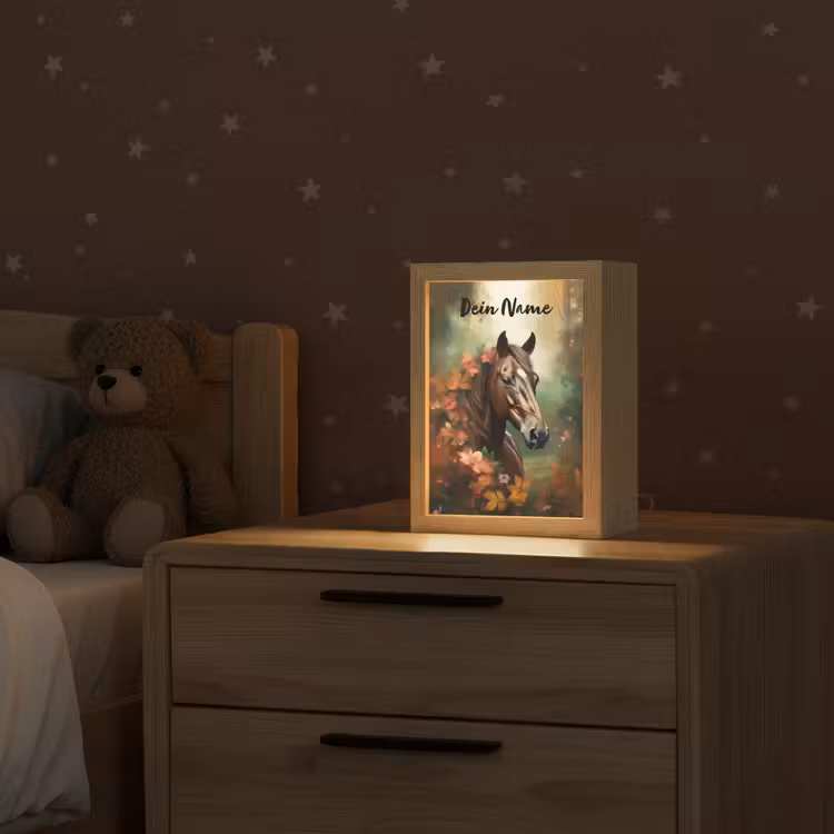 Paard - Bloemen - Natuur - Dieren - Bos - Oranje Light Box met kabel (Kinderlampje) klein -sfeer1_kind