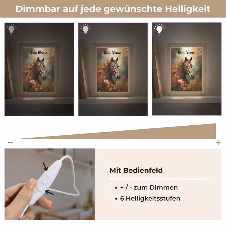 Paard - Bloemen - Natuur - Dieren - Bos - Oranje Light Box met kabel (Kinderlampje) klein -USP_dimbaarDE