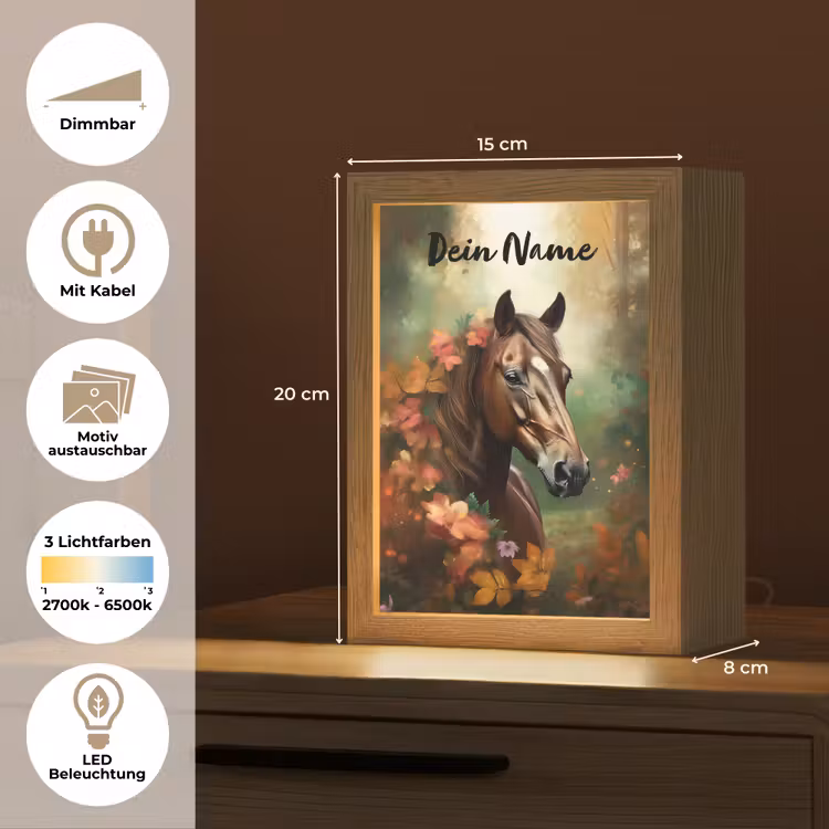Paard - Bloemen - Natuur - Dieren - Bos - Oranje Light Box met kabel (Kinderlampje) klein -USP_websiteoverzichtDE