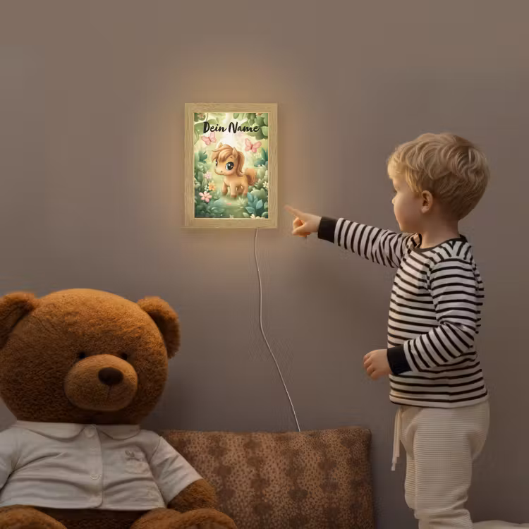 Paard - Bloemen - Vlinders Light Box met kabel (Kinderlampje) klein -sfeer4a_kind