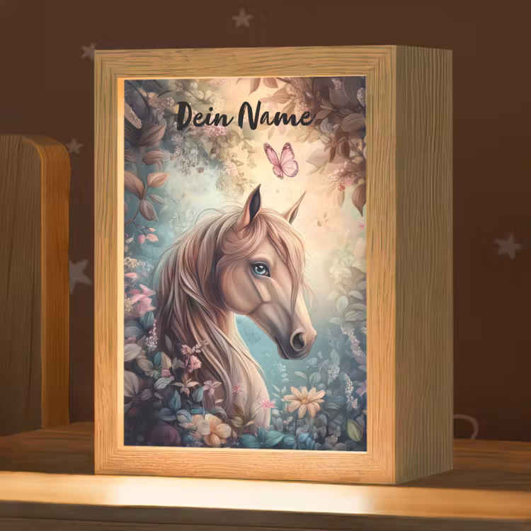 Paard - Bloemen - Vlinders Light Box met kabel (Kinderlampje) klein -zzz_3d_website