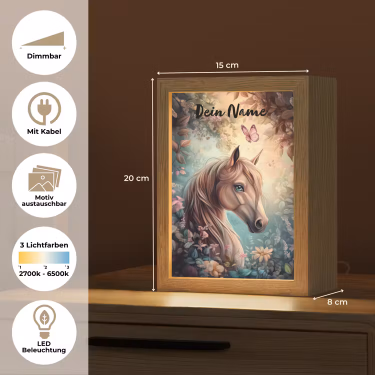 Paard - Bloemen - Vlinders Light Box met kabel (Kinderlampje) klein -USP_websiteoverzichtDE