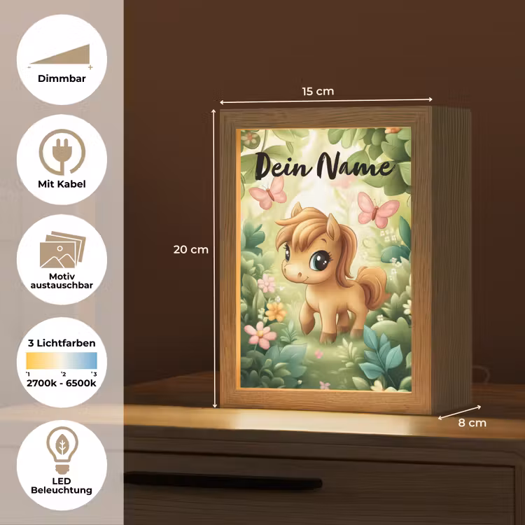 Paard - Bloemen - Vlinders Light Box met kabel (Kinderlampje) klein -USP_websiteoverzichtDE