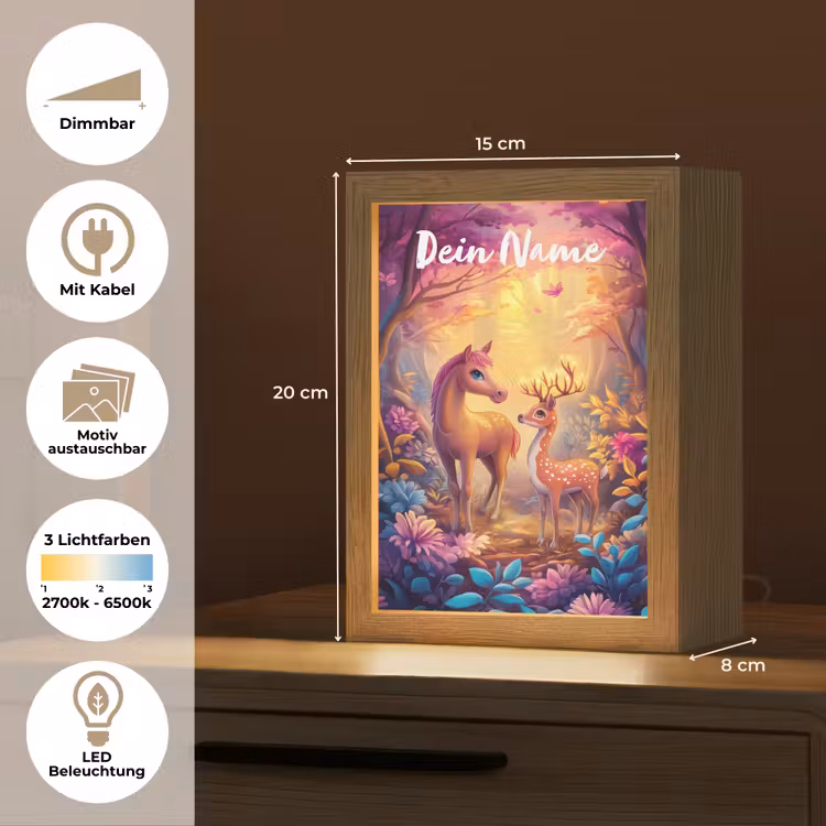 Paard - Hert - Sprookjesbos - Paars Light Box met kabel (Kinderlampje) klein -USP_websiteoverzichtDE