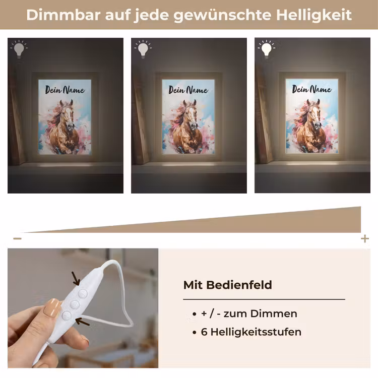 Paard - Meisjes - Blauw - Roze Light Box met kabel (Kinderlampje) klein -USP_dimbaarDE