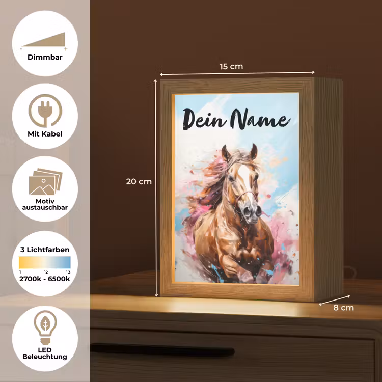 Paard - Meisjes - Blauw - Roze Light Box met kabel (Kinderlampje) klein -USP_websiteoverzichtDE