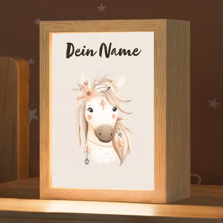 Paard - Manen - Bloemen - Veren Light Box met kabel (Kinderlampje) klein -zzz_3d_website