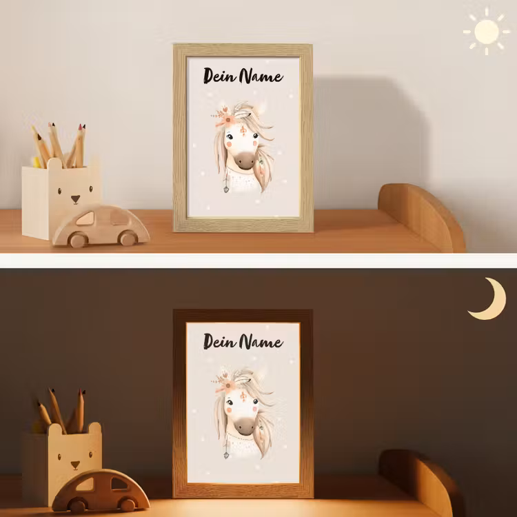 Paard - Manen - Bloemen - Stippen Light Box met kabel (Kinderlampje) klein -sfeer3_kind