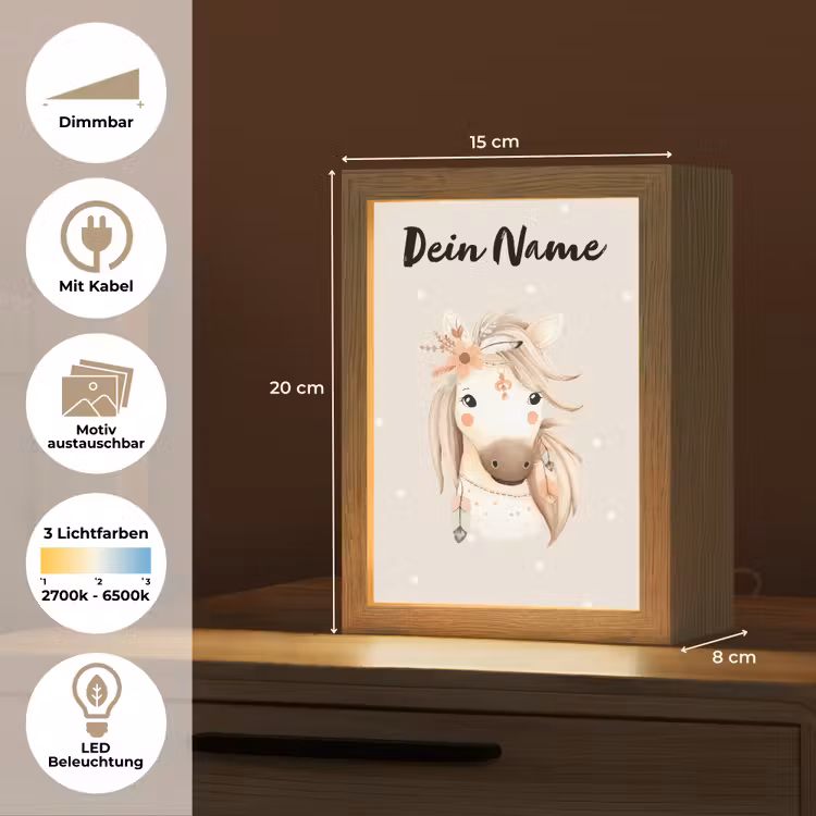 Paard - Manen - Bloemen - Stippen Light Box met kabel (Kinderlampje) klein -USP_websiteoverzichtDE