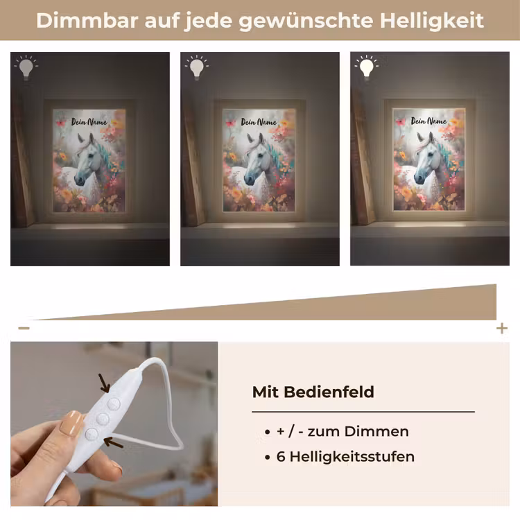 Paard - Natuur - Bloemen - Dieren - Bos Light Box met kabel (Kinderlampje) klein -USP_dimbaarDE