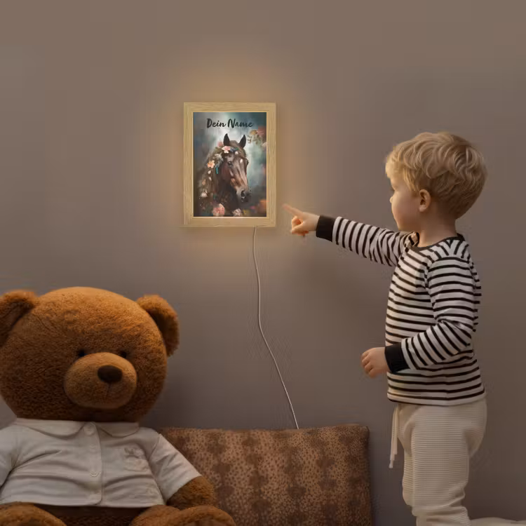 Paard - Natuur - Bloemen - Dieren - Bos Light Box met kabel (Kinderlampje) klein -sfeer4a_kind