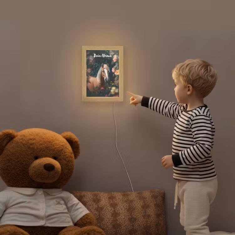 Paard - Natuur - Bloemen - Bos - Dieren Light Box met kabel (Kinderlampje) klein -sfeer4a_kind