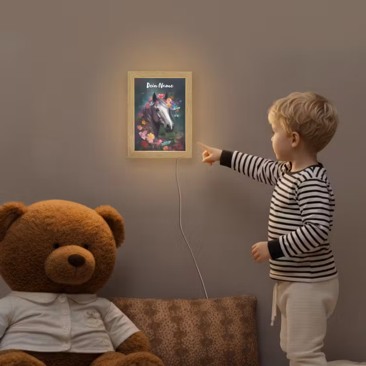 Paard - Natuur - Bloemen - Bos - Dieren Light Box met kabel (Kinderlampje) klein -sfeer4a_kind