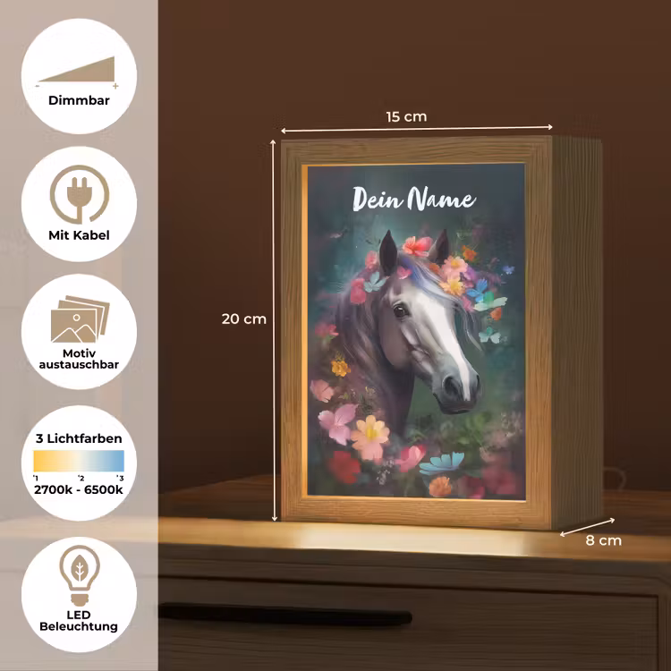 Paard - Natuur - Bloemen - Bos - Dieren Light Box met kabel (Kinderlampje) klein -USP_websiteoverzichtDE