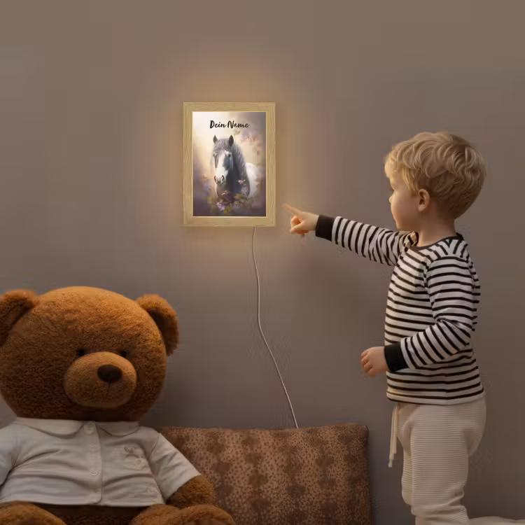 Paard - Natuur - Dieren - Bloemen - Paars Light Box met kabel (Kinderlampje) klein -sfeer4a_kind