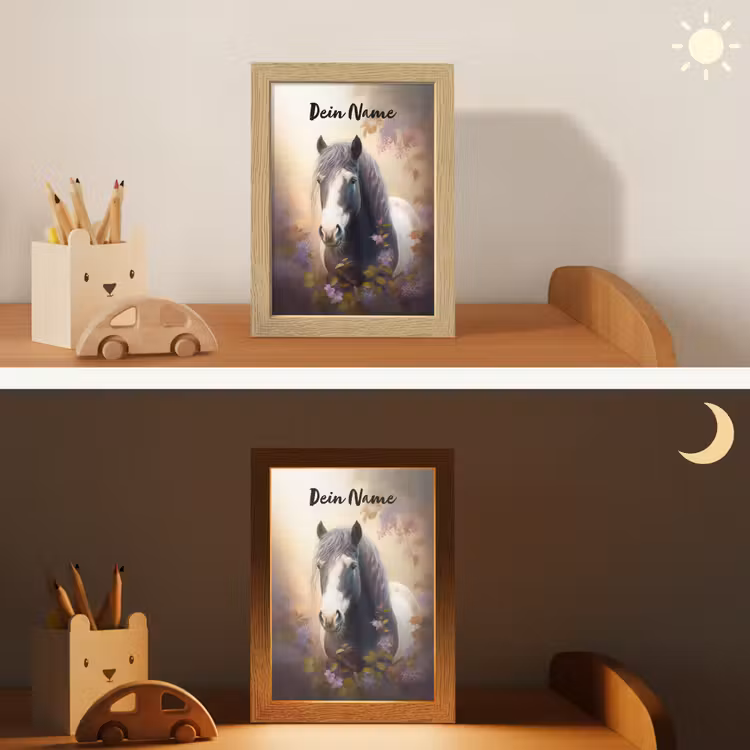 Paard - Natuur - Dieren - Bloemen - Paars Light Box met kabel (Kinderlampje) klein -sfeer3_kind