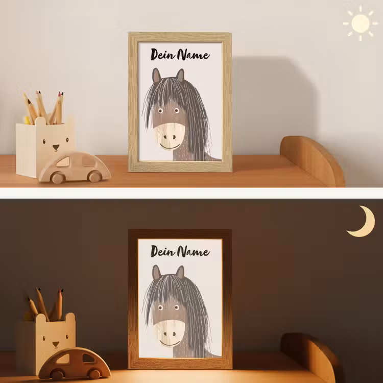 Paard - Dier - Pastel kleuren - Paarden Light Box met kabel (Kinderlampje) klein -sfeer3_kind