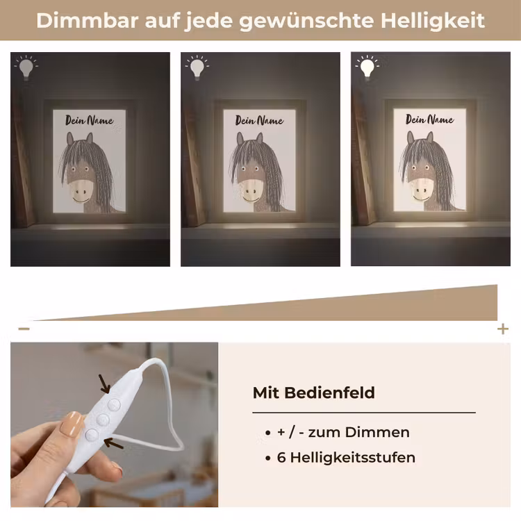 Paard - Dier - Pastel kleuren - Paarden Light Box met kabel (Kinderlampje) klein -USP_dimbaarDE