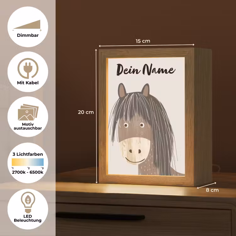 Paard - Dier - Pastel kleuren - Paarden Light Box met kabel (Kinderlampje) klein -USP_websiteoverzichtDE