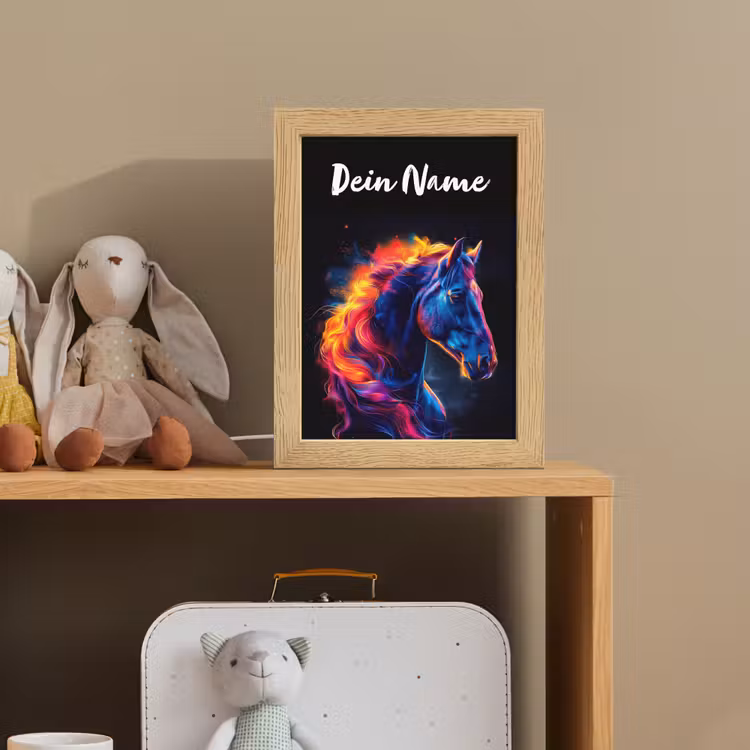 Paard - Dier - Rook - Zwart - Kleuren Light Box met kabel (Kinderlampje) klein -sfeer2_kind