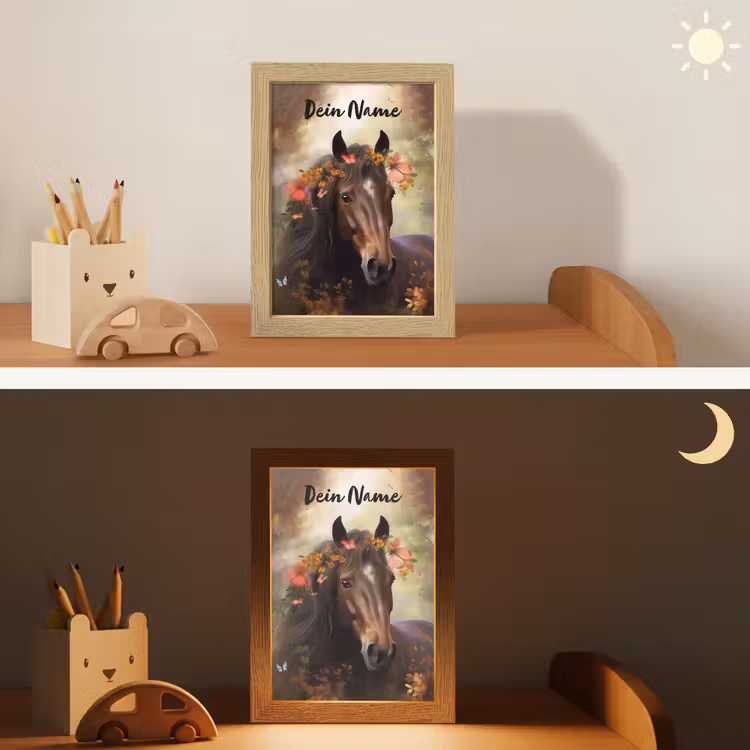 Paard - Dieren - Bloemen - Bos - Vlinder Light Box met kabel (Kinderlampje) klein -sfeer3_kind