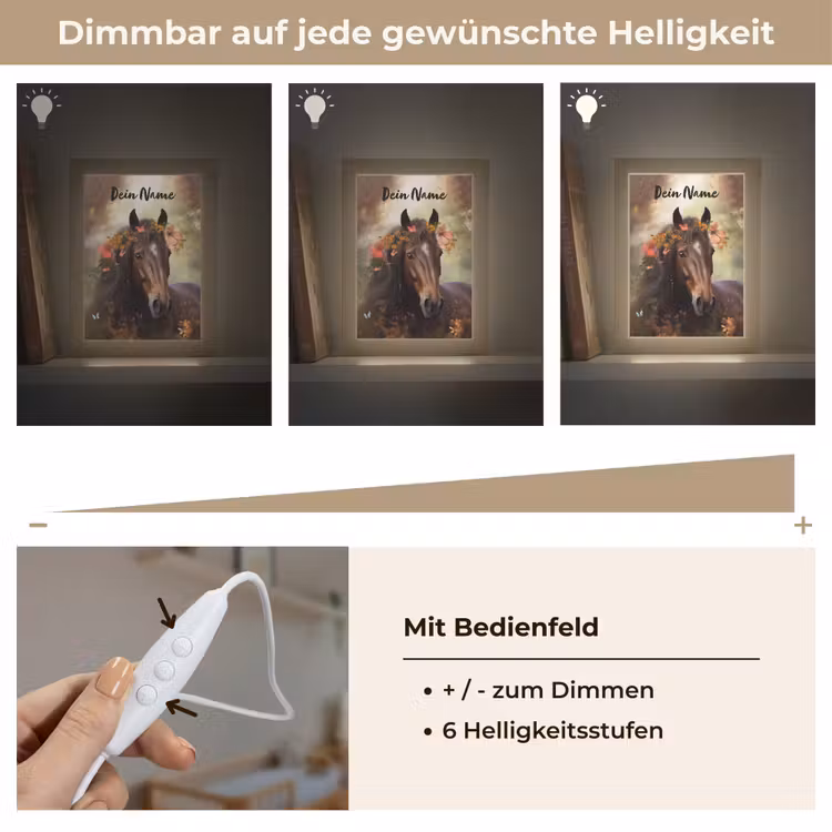 Paard - Dieren - Bloemen - Bos - Vlinder Light Box met kabel (Kinderlampje) klein -USP_dimbaarDE