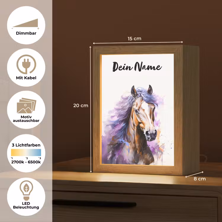 Paard - Dieren - Meiden - Paars - Bruin Light Box met kabel (Kinderlampje) klein -USP_websiteoverzichtDE