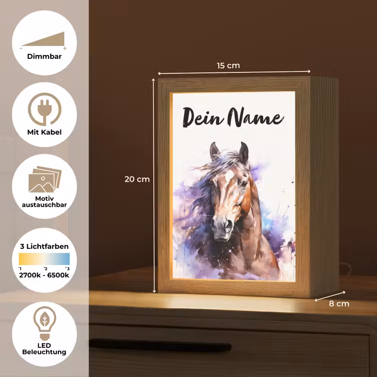 Paard - Dieren - Meisjes - Paars - Bruin Light Box met kabel (Kinderlampje) klein -USP_websiteoverzichtDE