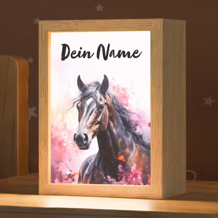 Paard - Dieren - Meisje - Roze Light Box met kabel (Kinderlampje) klein -zzz_3d_website