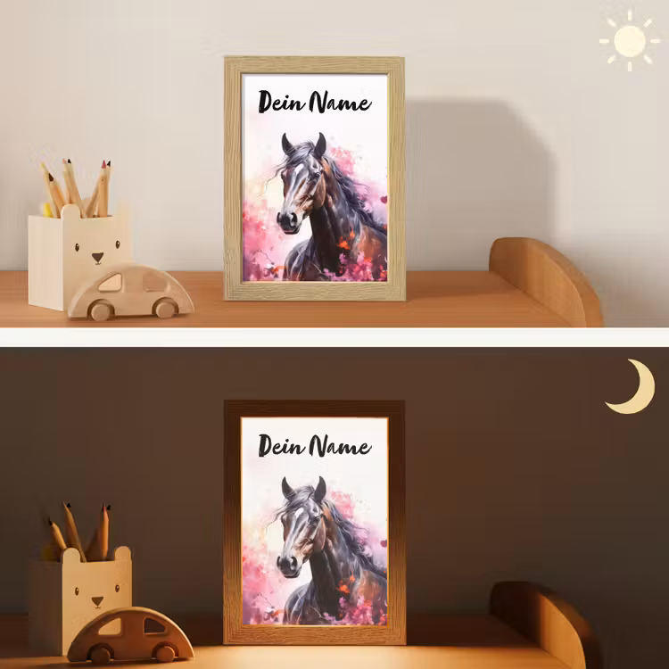 Paard - Dieren - Meisje - Roze Light Box met kabel (Kinderlampje) klein -sfeer3_kind