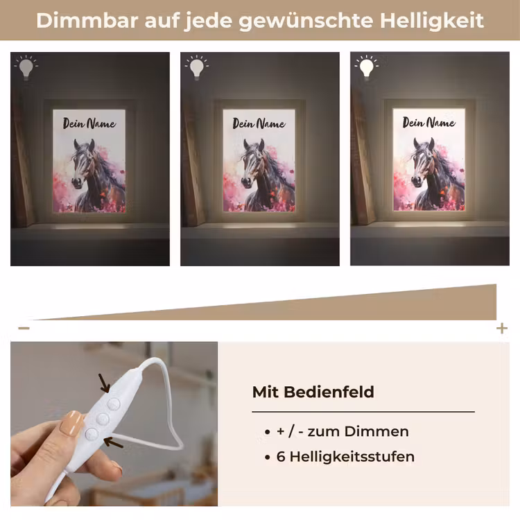 Paard - Dieren - Meisje - Roze Light Box met kabel (Kinderlampje) klein -USP_dimbaarDE