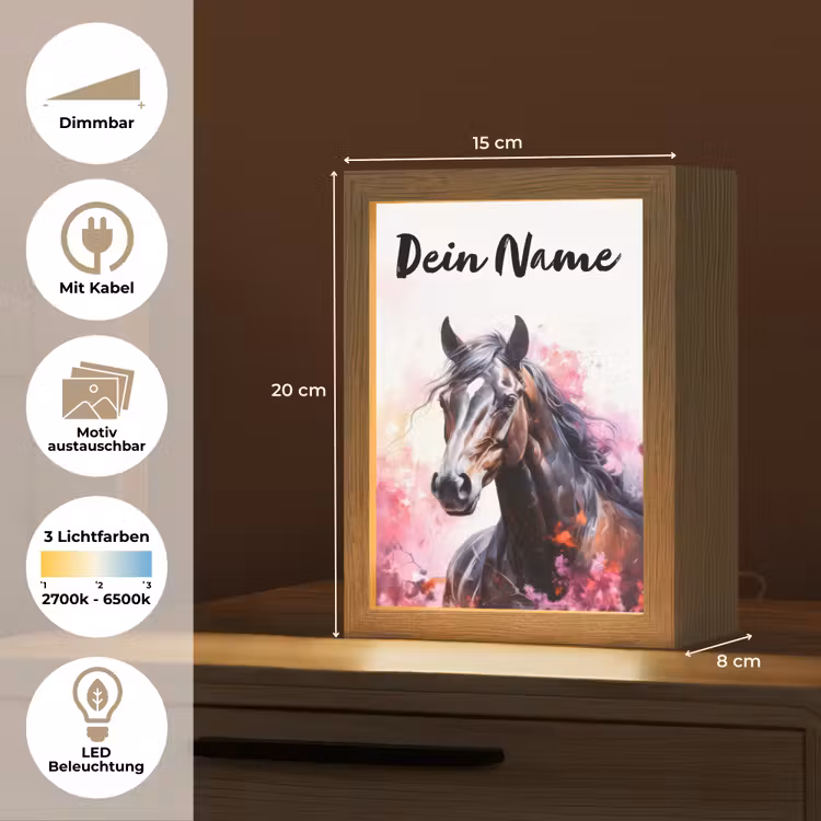 Paard - Dieren - Meisje - Roze Light Box met kabel (Kinderlampje) klein -USP_websiteoverzichtDE