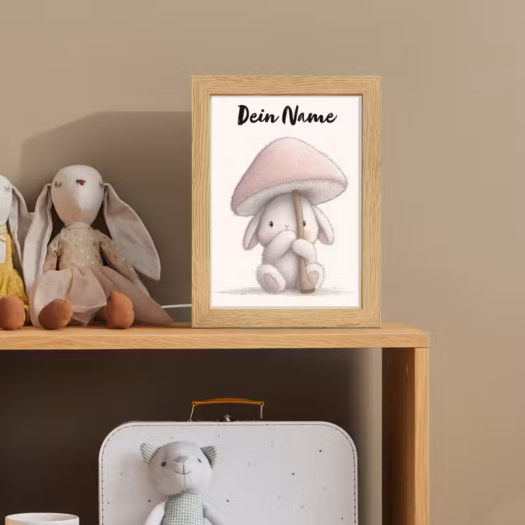Paddenstoel - Konijn - Roze Light Box met kabel (Kinderlampje) klein -sfeer2_kind