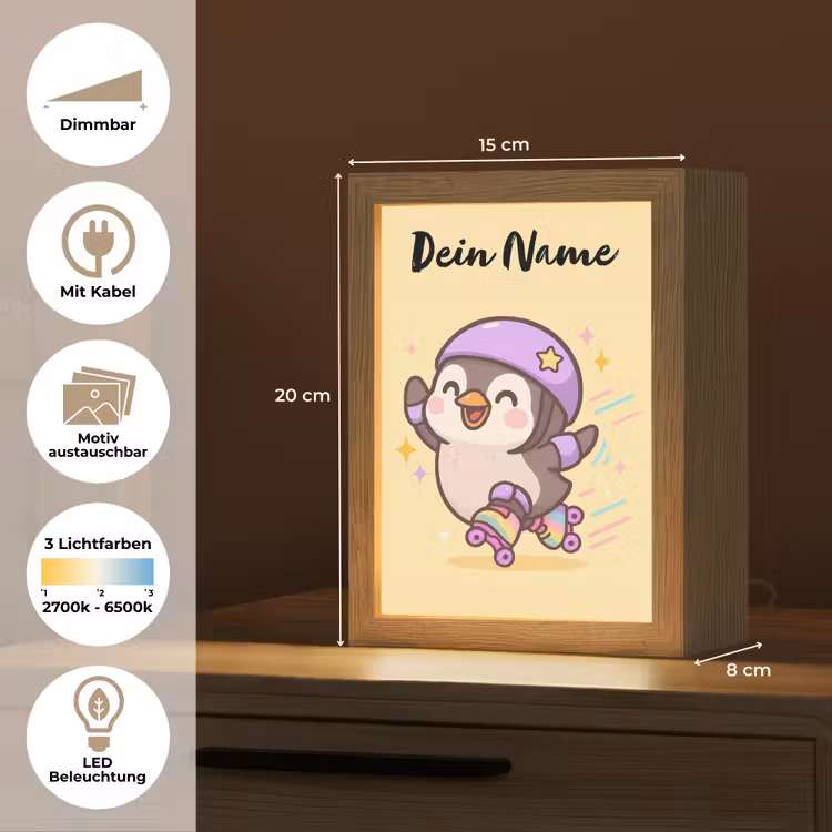 Pinguïn - Geel - Energiek - Rolschaatsen Light Box met kabel (Kinderlampje) klein -USP_websiteoverzichtDE