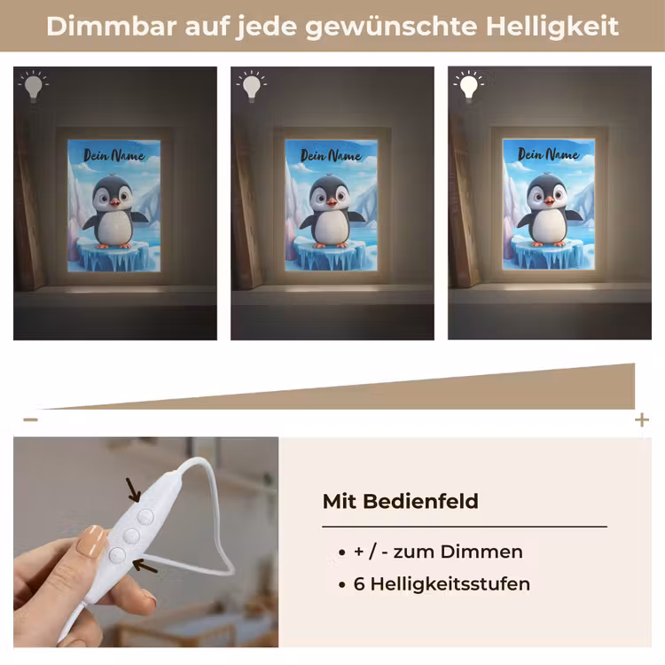 Pinguïn - Meisjes - Pooldieren - Kinderen Light Box met kabel (Kinderlampje) klein -USP_dimbaarDE