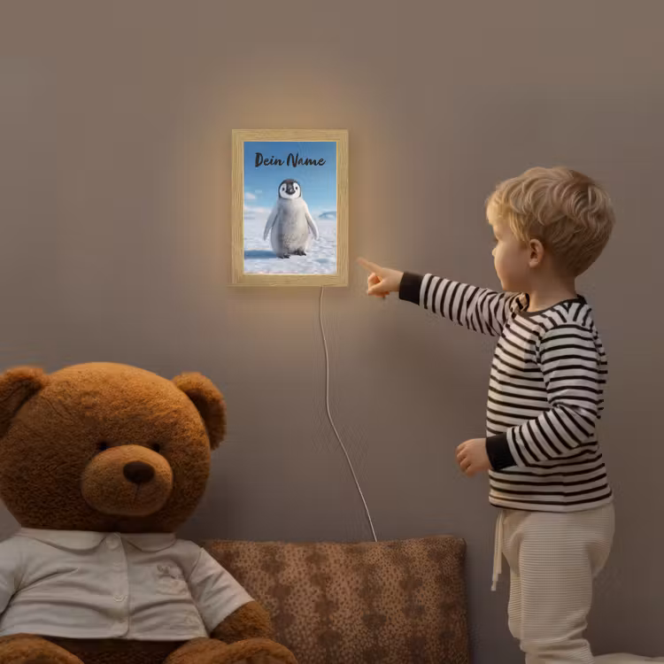 Pinguïn - Sneeuw - Landschap - Wit Light Box met kabel (Kinderlampje) klein -sfeer4a_kind