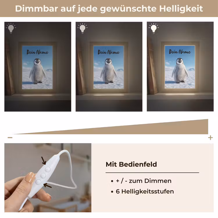 Pinguïn - Sneeuw - Landschap - Wit Light Box met kabel (Kinderlampje) klein -USP_dimbaarDE