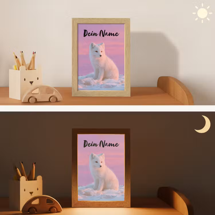 Poolvos - Sneeuw - Roze Light Box met kabel (Kinderlampje) klein -sfeer3_kind