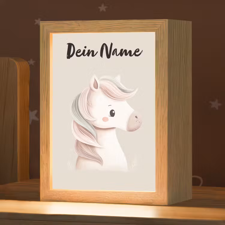 Pony - Beige - Manen - Pastel Light Box met kabel (Kinderlampje) klein -zzz_3d_website