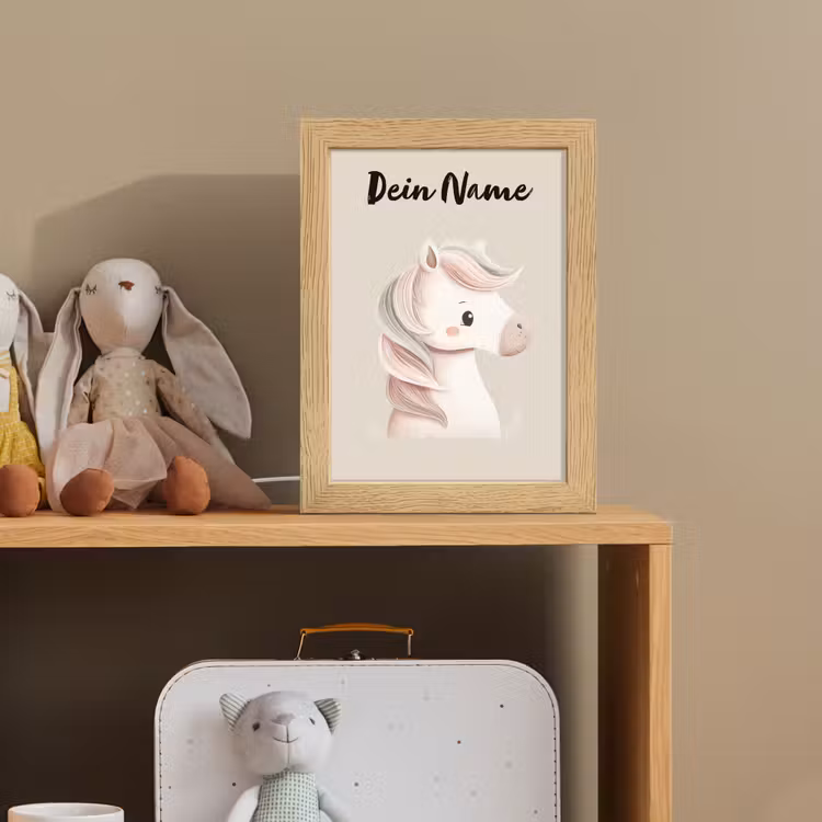Pony - Beige - Manen - Pastel Light Box met kabel (Kinderlampje) klein -sfeer2_kind