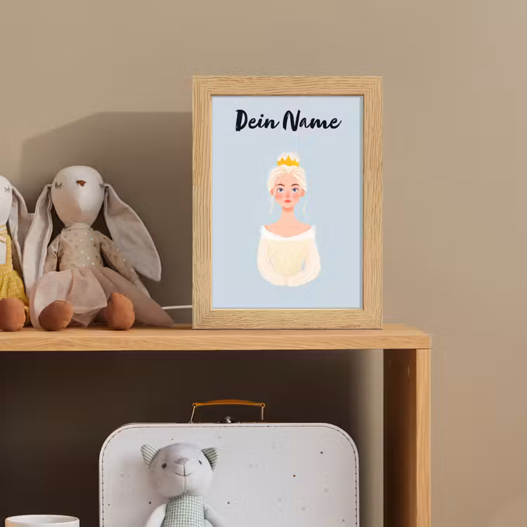 Prinses - Blond - Kroon - Minimalistisch Light Box met kabel (Kinderlampje) klein -sfeer2_kind