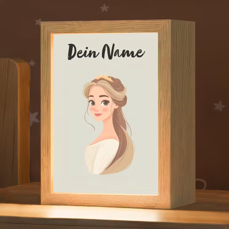 Prinses - Bruin - Haar - Kroon Light Box met kabel (Kinderlampje) klein -zzz_3d_website