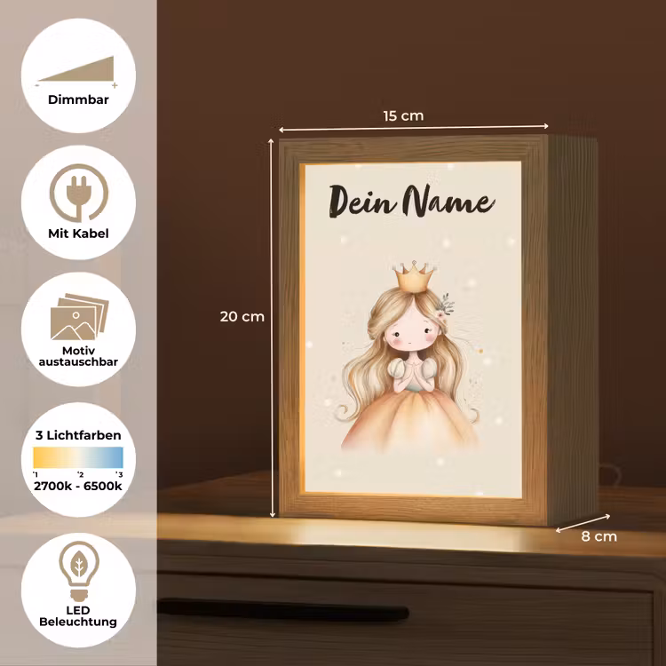 Prinses - Kroon - Bloem - Stippen Light Box met kabel (Kinderlampje) klein -USP_websiteoverzichtDE