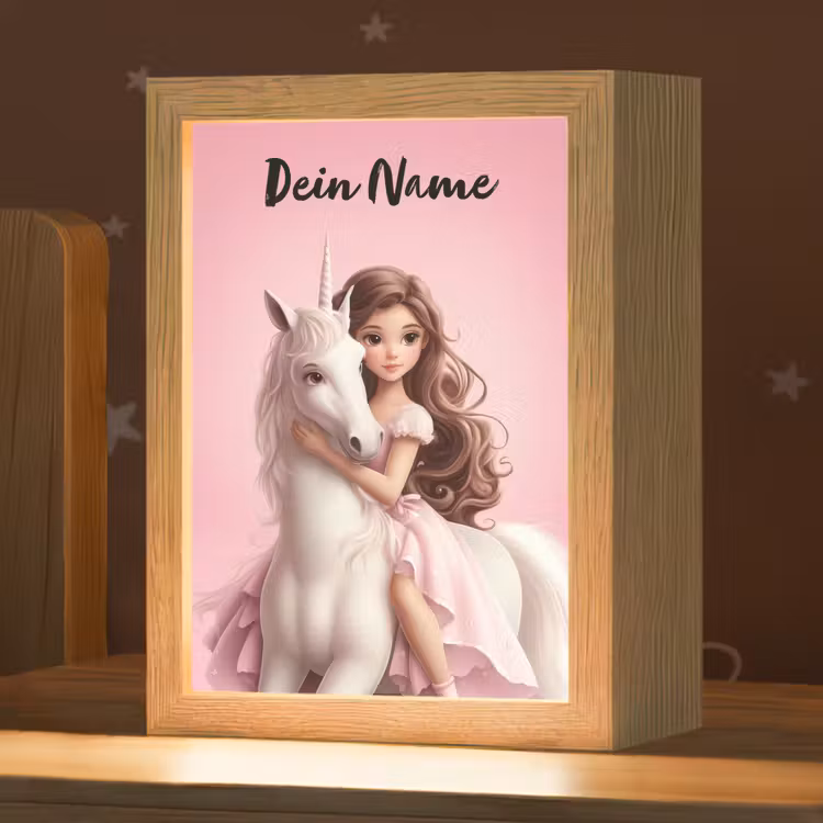 Prinses - Roze - Eenhoorn Light Box met kabel (Kinderlampje) klein -zzz_3d_website
